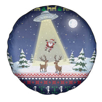 Christmas Alien Pattern with UFO Abduction of Santa Reindeer Snowy Forest Spare Tire Cover Xmas Holiday Patterns - Wonder Print Shop