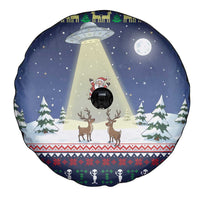 Christmas Alien Pattern with UFO Abduction of Santa Reindeer Snowy Forest Spare Tire Cover Xmas Holiday Patterns - Wonder Print Shop