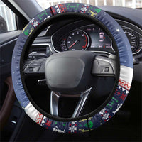 Christmas Alien Pattern with UFO Abduction of Santa Reindeer Snowy Forest Steering Wheel Cover Xmas Holiday Patterns - Wonder Print Shop
