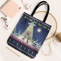 Christmas Alien Pattern with UFO Abduction of Santa Reindeer Snowy Forest Tote Bag Xmas Holiday Patterns - Wonder Print Shop