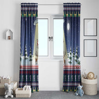 Christmas Alien Pattern with UFO Abduction of Santa Reindeer Snowy Forest Window Curtain Xmas Holiday Patterns - Wonder Print Shop