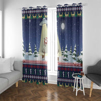 Christmas Alien Pattern with UFO Abduction of Santa Reindeer Snowy Forest Window Curtain Xmas Holiday Patterns - Wonder Print Shop