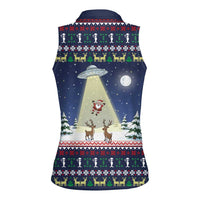 Christmas Alien Pattern with UFO Abduction of Santa Reindeer Snowy Forest Women Sleeveless Polo Shirt Xmas Holiday Patterns - Wonder Print Shop