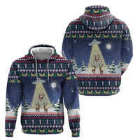 Christmas Alien Pattern with UFO Abduction of Santa Reindeer Snowy Forest Zip Hoodie Xmas Holiday Patterns - Wonder Print Shop