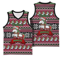 Unicorn Believe In The Magic Christmas Basketball Jersey Xmas Holiday Patterns - Wonder Print Shop