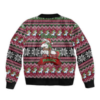 Unicorn Believe In The Magic Christmas Bomber Jacket Xmas Holiday Patterns - Wonder Print Shop