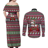 Unicorn Believe In The Magic Christmas Couples Matching Off Shoulder Maxi Dress and Long Sleeve Button Shirt Xmas Holiday Patterns - Wonder Print Shop