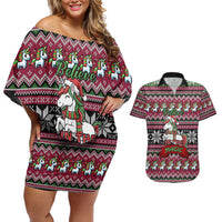 Unicorn Believe In The Magic Christmas Couples Matching Off Shoulder Short Dress and Hawaiian Shirt Xmas Holiday Patterns - Wonder Print Shop