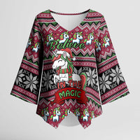 Unicorn Believe In The Magic Christmas Kimono Sleeve Blouse Xmas Holiday Patterns - Wonder Print Shop