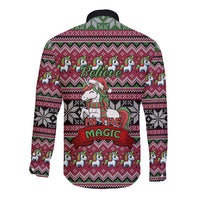 Unicorn Believe In The Magic Christmas Long Sleeve Button Shirt Xmas Holiday Patterns - Wonder Print Shop