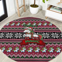 Unicorn Believe In The Magic Christmas Round Carpet Xmas Holiday Patterns - Wonder Print Shop