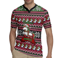 Unicorn Believe In The Magic Christmas Rugby Jersey Xmas Holiday Patterns - Wonder Print Shop