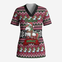 Unicorn Believe In The Magic Christmas Scrub Top Xmas Holiday Patterns - Wonder Print Shop