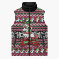 Unicorn Believe In The Magic Christmas Sleeveless Puffer Jacket Xmas Holiday Patterns - Wonder Print Shop