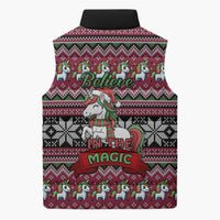 Unicorn Believe In The Magic Christmas Sleeveless Puffer Jacket Xmas Holiday Patterns - Wonder Print Shop