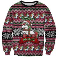 Unicorn Believe In The Magic Christmas Sweatshirt Xmas Holiday Patterns - Wonder Print Shop