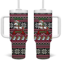 Unicorn Believe In The Magic Christmas Tumbler With Handle Xmas Holiday Patterns - Wonder Print Shop