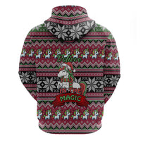 Unicorn Believe In The Magic Christmas Zip Hoodie Xmas Holiday Patterns - Wonder Print Shop