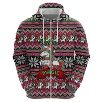 Unicorn Believe In The Magic Christmas Zip Hoodie Xmas Holiday Patterns - Wonder Print Shop