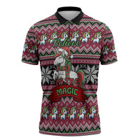 Unicorn Believe In The Magic Christmas Zipper Polo Shirt Xmas Holiday Patterns - Wonder Print Shop