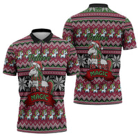 Unicorn Believe In The Magic Christmas Zipper Polo Shirt Xmas Holiday Patterns - Wonder Print Shop