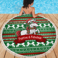 Unicorn Festive Fabulous Christmas Beach Blanket Xmas Holiday Patterns - Wonder Print Shop