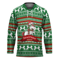 Unicorn Festive Fabulous Christmas Hockey Jersey Xmas Holiday Patterns - Wonder Print Shop