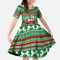 Unicorn Festive Fabulous Christmas Kid Short Sleeve Dress Xmas Holiday Patterns - Wonder Print Shop