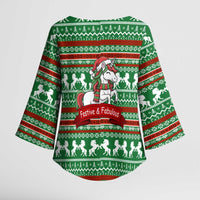 Unicorn Festive Fabulous Christmas Kimono Sleeve Blouse Xmas Holiday Patterns - Wonder Print Shop