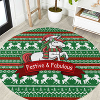 Unicorn Festive Fabulous Christmas Round Carpet Xmas Holiday Patterns - Wonder Print Shop