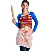 Lovely Pig Merry Christmas Apron Xmas Holiday Patterns - Wonder Print Shop