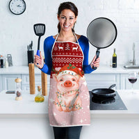 Lovely Pig Merry Christmas Apron Xmas Holiday Patterns - Wonder Print Shop