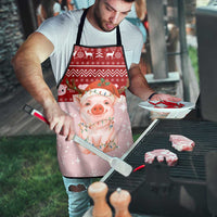 Lovely Pig Merry Christmas Apron Xmas Holiday Patterns - Wonder Print Shop
