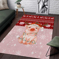 Lovely Pig Merry Christmas Area Rug Xmas Holiday Patterns - Wonder Print Shop