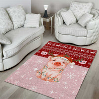Lovely Pig Merry Christmas Area Rug Xmas Holiday Patterns - Wonder Print Shop
