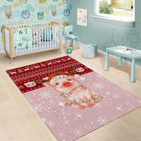 Lovely Pig Merry Christmas Area Rug Xmas Holiday Patterns - Wonder Print Shop