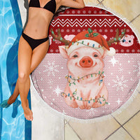 Lovely Pig Merry Christmas Beach Blanket Xmas Holiday Patterns - Wonder Print Shop