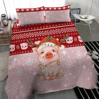 Lovely Pig Merry Christmas Bedding Set Xmas Holiday Patterns - Wonder Print Shop