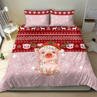 Lovely Pig Merry Christmas Bedding Set Xmas Holiday Patterns - Wonder Print Shop