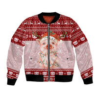 Lovely Pig Merry Christmas Bomber Jacket Xmas Holiday Patterns - Wonder Print Shop
