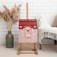 Lovely Pig Merry Christmas Canvas Wall Art Xmas Holiday Patterns - Wonder Print Shop
