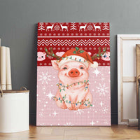 Lovely Pig Merry Christmas Canvas Wall Art Xmas Holiday Patterns - Wonder Print Shop