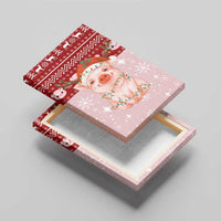 Lovely Pig Merry Christmas Canvas Wall Art Xmas Holiday Patterns - Wonder Print Shop