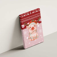 Lovely Pig Merry Christmas Canvas Wall Art Xmas Holiday Patterns - Wonder Print Shop