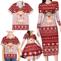 Lovely Pig Merry Christmas Family Matching Long Sleeve Bodycon Dress and Hawaiian Shirt Xmas Holiday Patterns - Wonder Print Shop