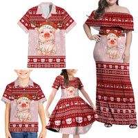 Lovely Pig Merry Christmas Family Matching Off Shoulder Maxi Dress and Hawaiian Shirt Xmas Holiday Patterns - Wonder Print Shop