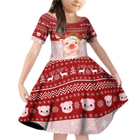 Lovely Pig Merry Christmas Family Matching Off Shoulder Short Dress and Hawaiian Shirt Xmas Holiday Patterns - Wonder Print Shop