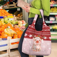 Lovely Pig Merry Christmas Grocery Bag Xmas Holiday Patterns - Wonder Print Shop