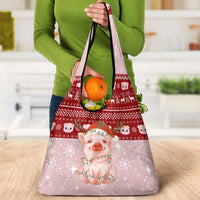 Lovely Pig Merry Christmas Grocery Bag Xmas Holiday Patterns - Wonder Print Shop