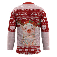 Lovely Pig Merry Christmas Hockey Jersey Xmas Holiday Patterns - Wonder Print Shop